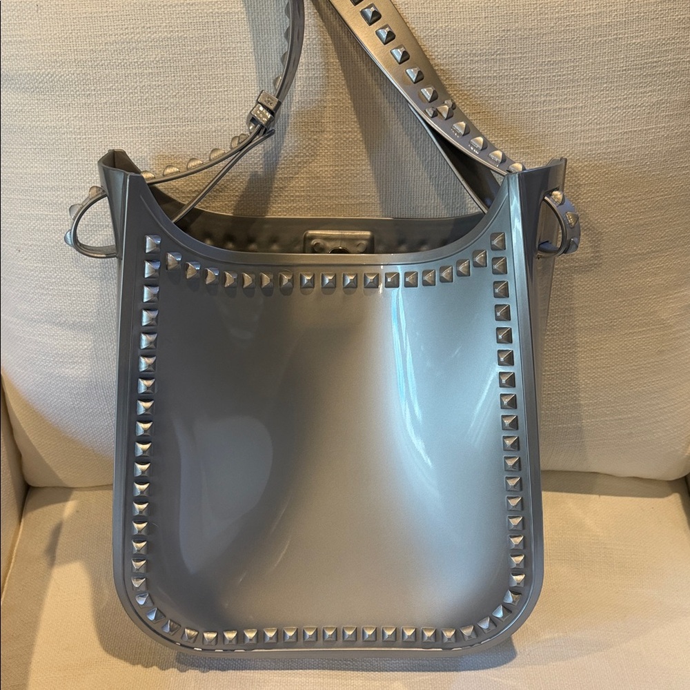 Gray Pyramid Stud Shoulder Bag - Sleek Everyday Carry